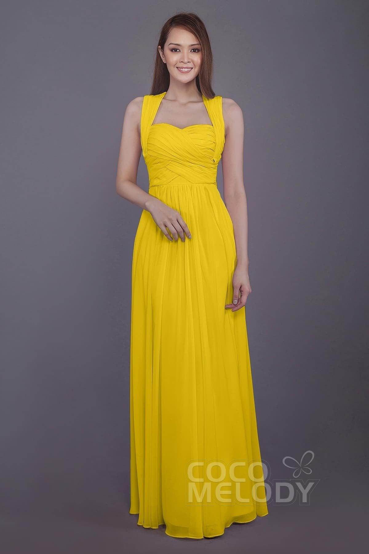 Sheath-Column Floor Length Chiffon Bridesmaid Dress PR3585 - COCOMELODY
